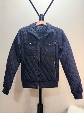 Zara Man Quilted Navy Bomber Jacket